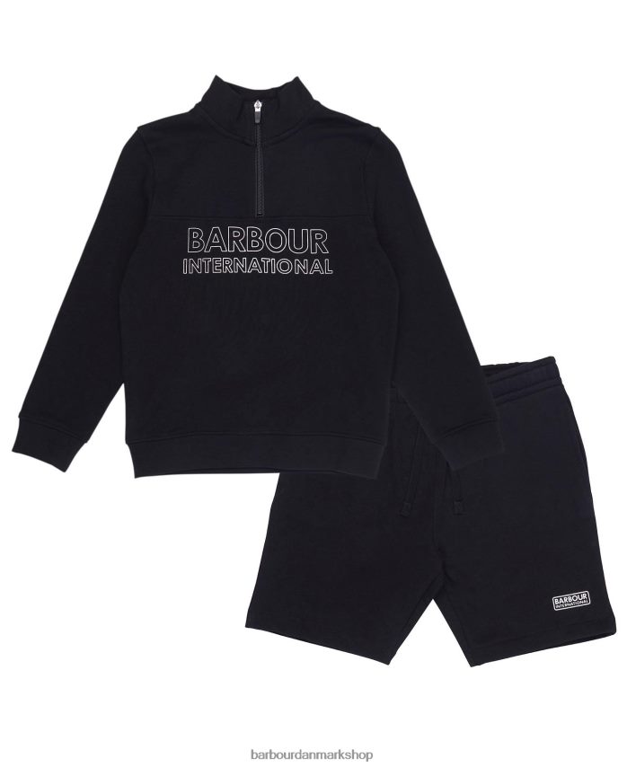 klassisk sort trick halv lynlås sweatshirt & shorts sæt BR2BR22536 drenge Barbour tøj