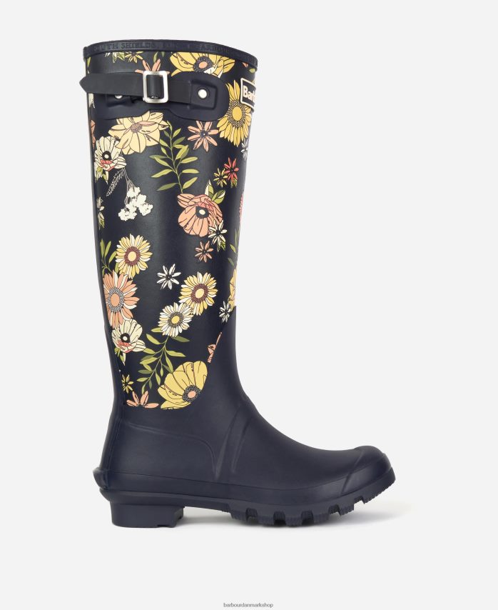 marineblå blomster bede wellington støvler BR2BR22173 Kvinder Barbour fodtøj