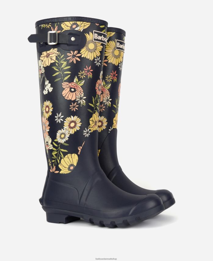 marineblå blomster bede wellington støvler BR2BR22173 Kvinder Barbour fodtøj