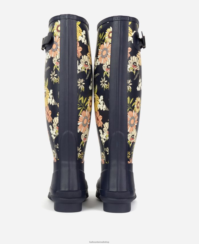 marineblå blomster bede wellington støvler BR2BR22173 Kvinder Barbour fodtøj