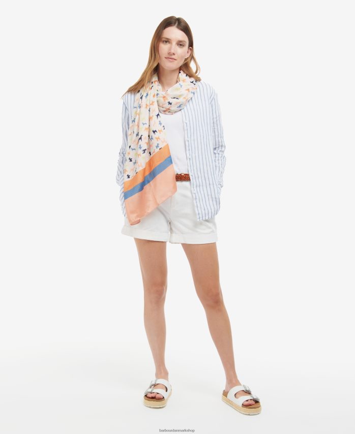 klassisk hvid tørklæde med hundeprint BR2BR22456 Kvinder Barbour tilbehør