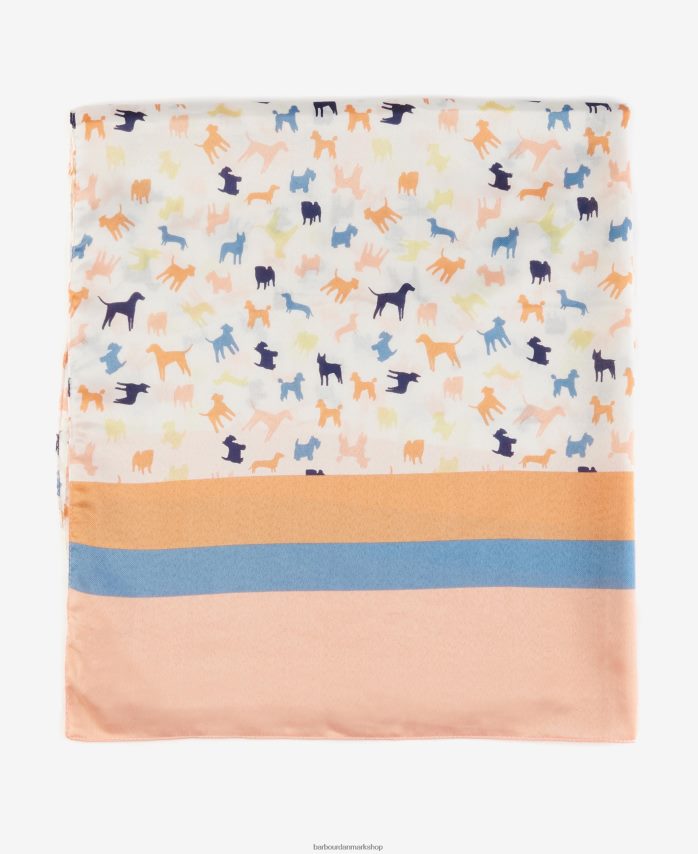 klassisk hvid tørklæde med hundeprint BR2BR22456 Kvinder Barbour tilbehør
