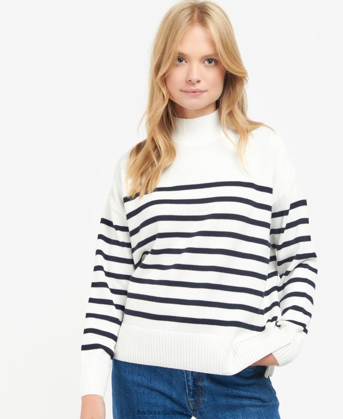 ecru stribe perlestrikket trøje BR2BR21933 Kvinder Barbour tøj