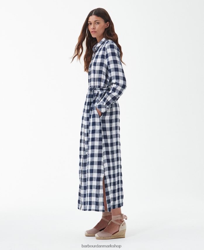 flådetjek marine maxi kjole BR2BR21820 Kvinder Barbour tøj