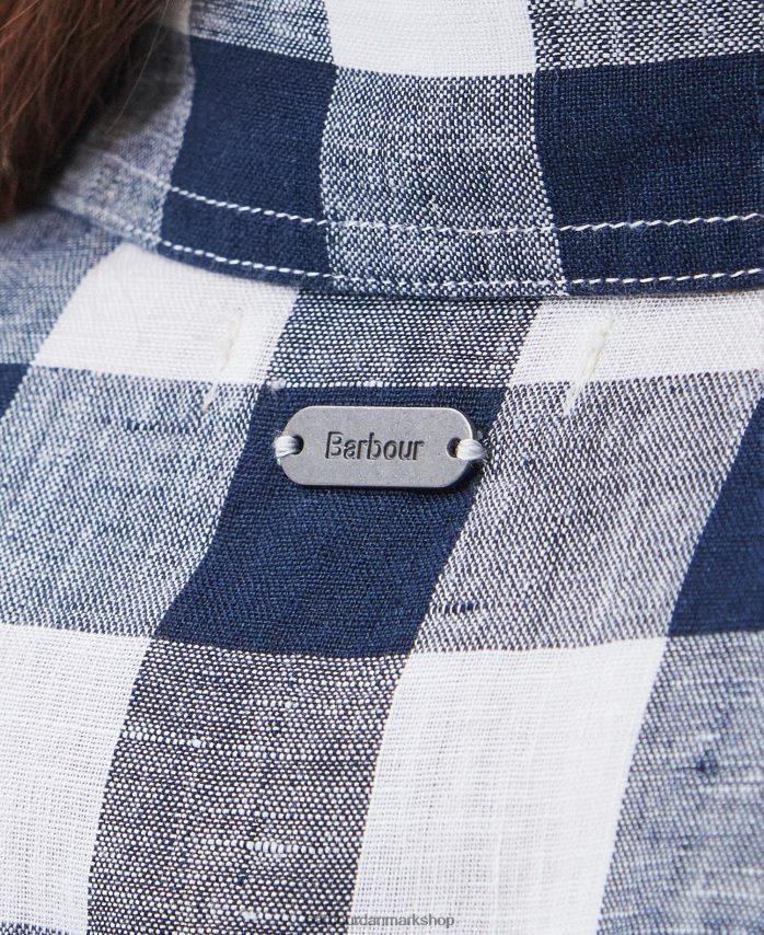 flådetjek marine maxi kjole BR2BR21820 Kvinder Barbour tøj