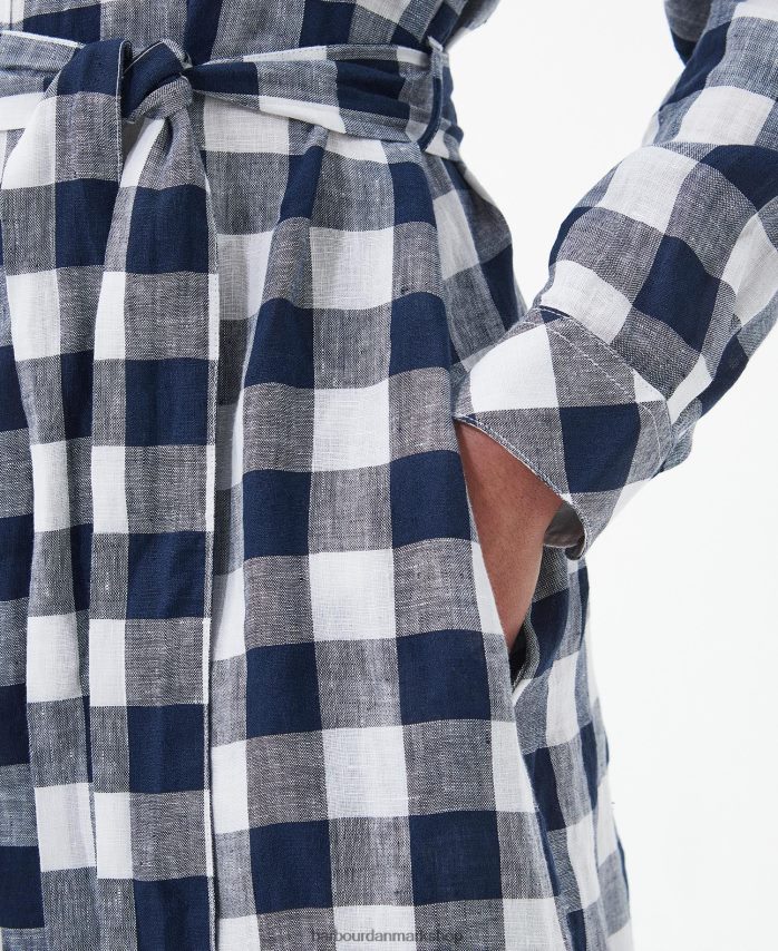 flådetjek marine maxi kjole BR2BR21820 Kvinder Barbour tøj