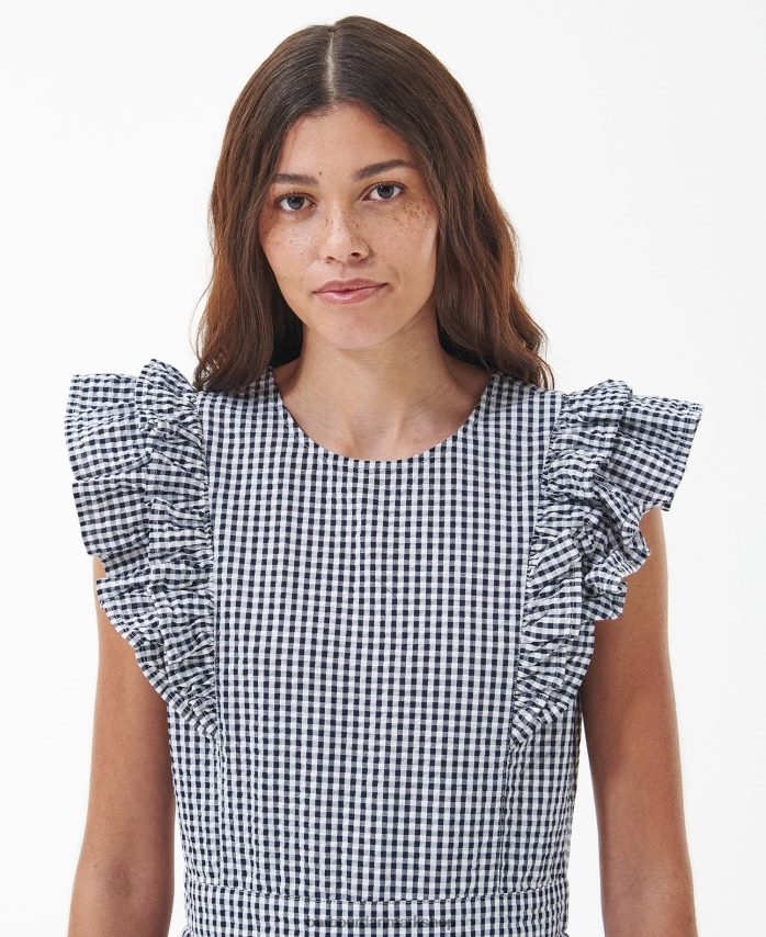 flådetjek tidsel midikjole BR2BR21829 Kvinder Barbour tøj