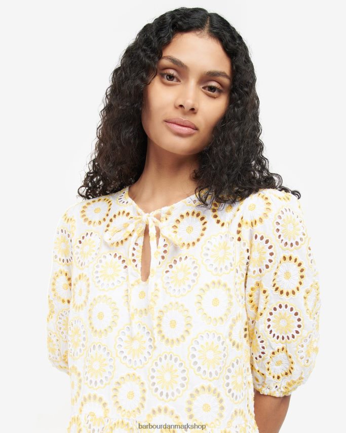 hvid/solopgangsgul edis kjole BR2BR21823 Kvinder Barbour tøj