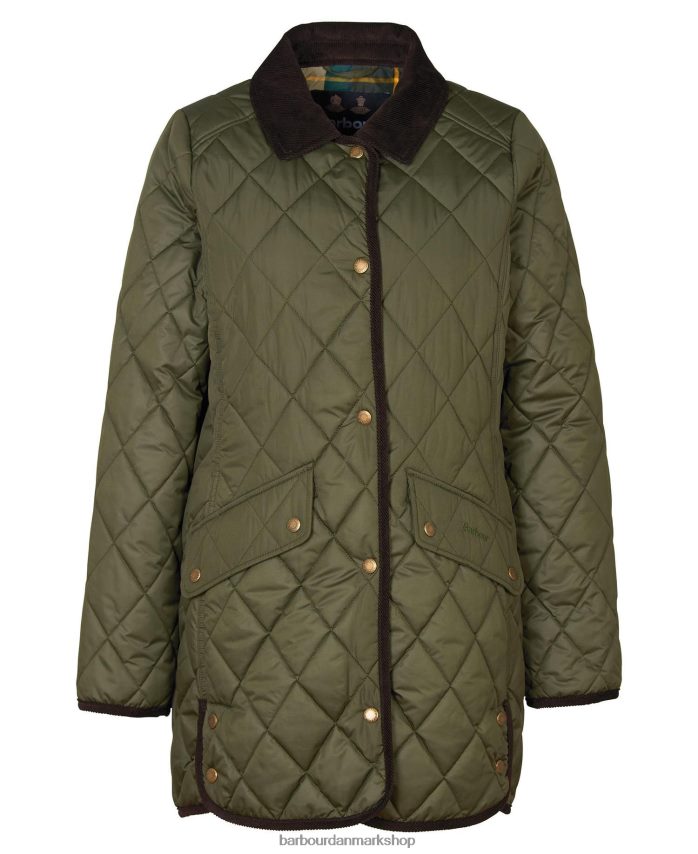 sort/gammel lang kavaleri quiltet jakke BR2BR21475 Kvinder Barbour tøj