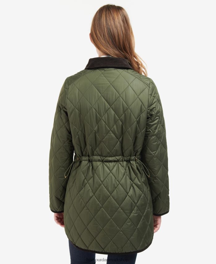 sort/gammel lang kavaleri quiltet jakke BR2BR21475 Kvinder Barbour tøj