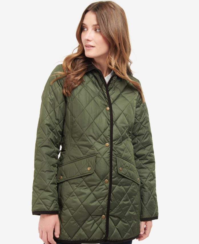 sort/gammel lang kavaleri quiltet jakke BR2BR21475 Kvinder Barbour tøj