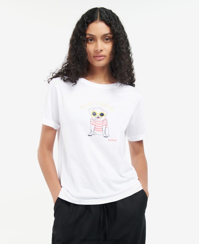 hvid addison t-shirt BR2BR21666 Kvinder Barbour tøj