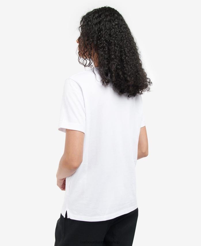 hvid addison t-shirt BR2BR21666 Kvinder Barbour tøj