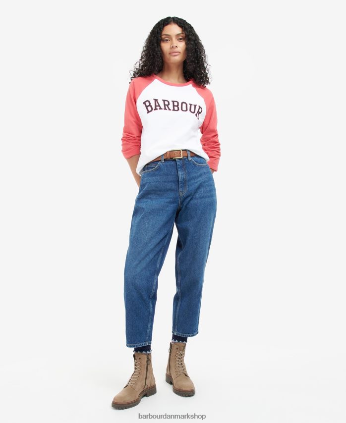 hvid/lyserød punch northumberland t-shirt BR2BR21733 Kvinder Barbour tøj