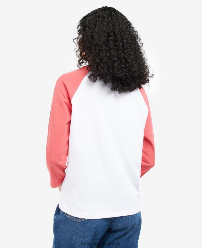 hvid/lyserød punch northumberland t-shirt BR2BR21733 Kvinder Barbour tøj