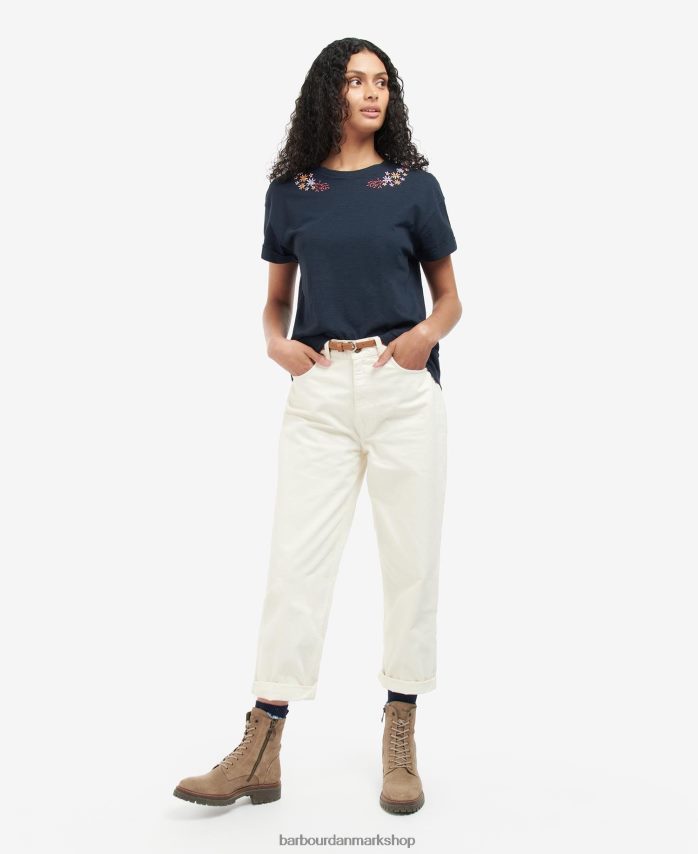 klassisk hvid apia t-shirt BR2BR21750 Kvinder Barbour tøj