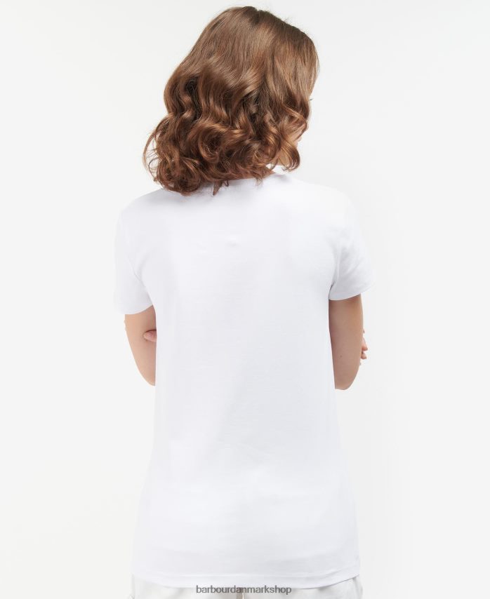 klassisk hvid bowland t-shirt BR2BR21674 Kvinder Barbour tøj