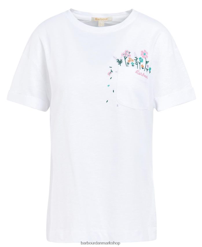 klassisk hvid stedsegrøn t-shirt BR2BR21655 Kvinder Barbour tøj