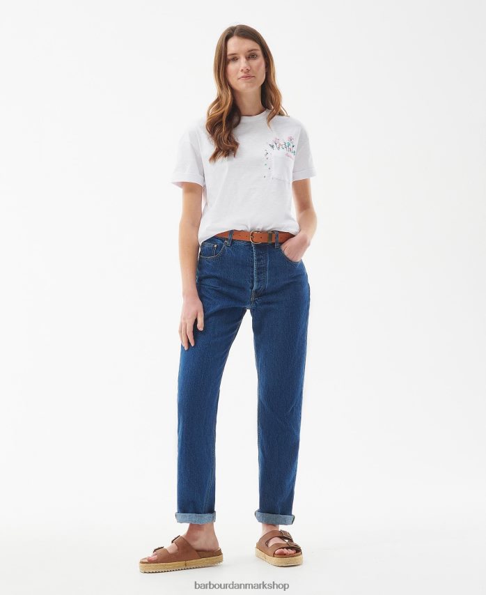 klassisk hvid stedsegrøn t-shirt BR2BR21655 Kvinder Barbour tøj