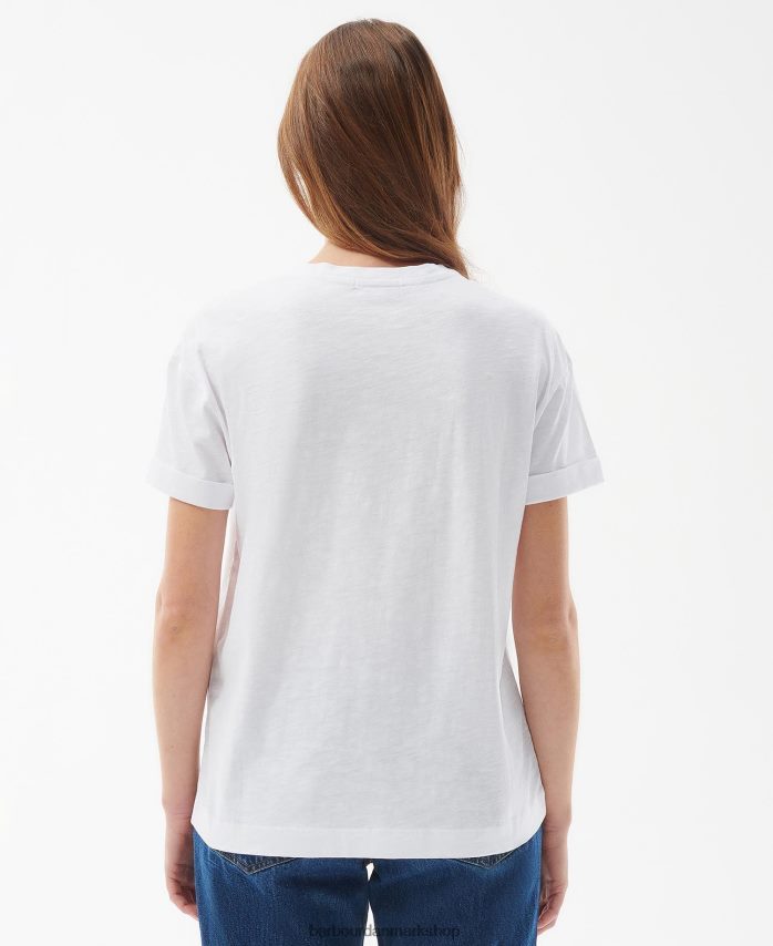 klassisk hvid stedsegrøn t-shirt BR2BR21655 Kvinder Barbour tøj