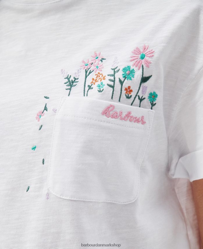 klassisk hvid stedsegrøn t-shirt BR2BR21655 Kvinder Barbour tøj