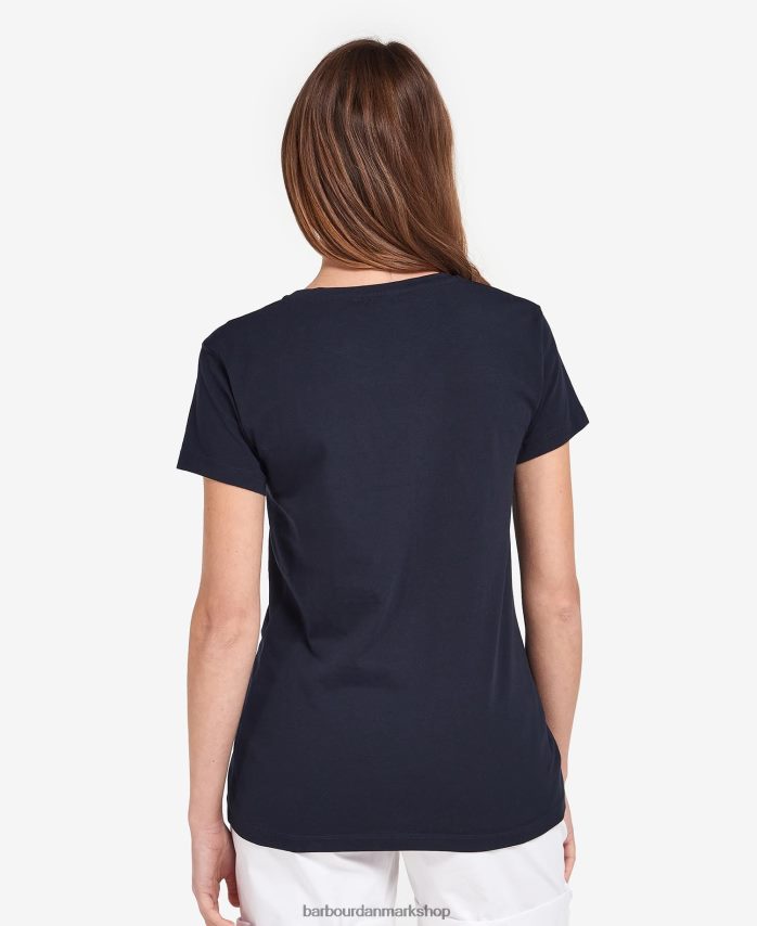 marineblå/hvid otterburn t-shirt BR2BR21695 Kvinder Barbour tøj