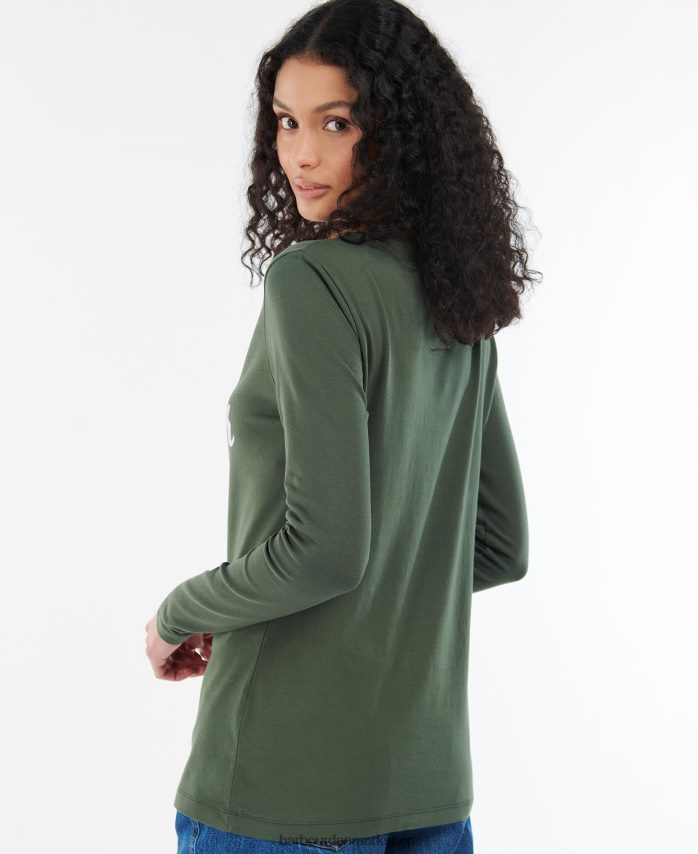 oliven/hvid otterburn langærmet t-shirt BR2BR21749 Kvinder Barbour tøj