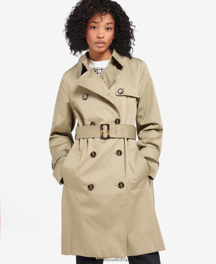 mørk flåde/gammel poppel kort greta showerproof trenchcoat BR2BR21526 Kvinder Barbour tøj