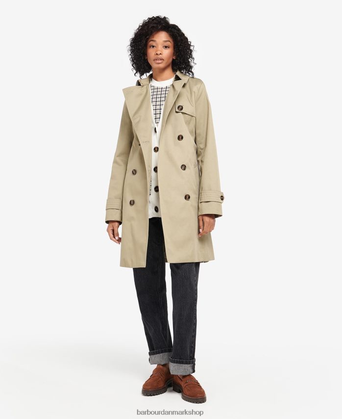 mørk flåde/gammel poppel kort greta showerproof trenchcoat BR2BR21526 Kvinder Barbour tøj