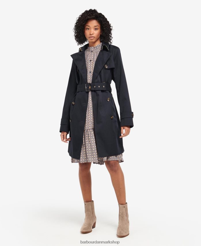 mørk flåde/gammel poppel kort greta showerproof trenchcoat BR2BR21528 Kvinder Barbour tøj