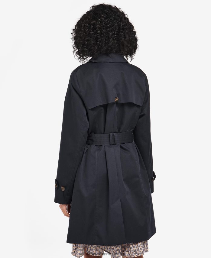 mørk flåde/gammel poppel kort greta showerproof trenchcoat BR2BR21528 Kvinder Barbour tøj