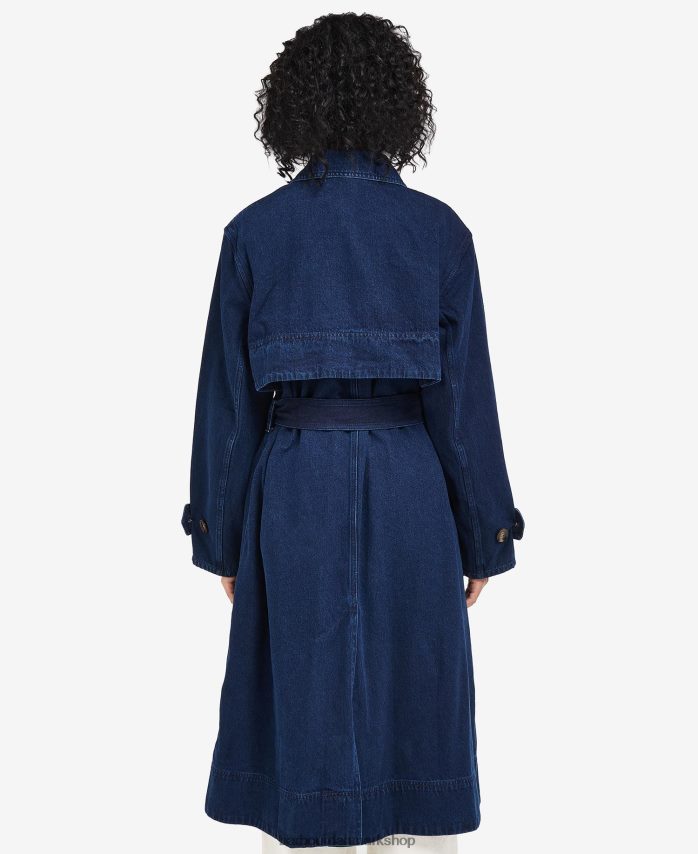 mørk vask denim somerland casual trenchcoat BR2BR21527 Kvinder Barbour tøj