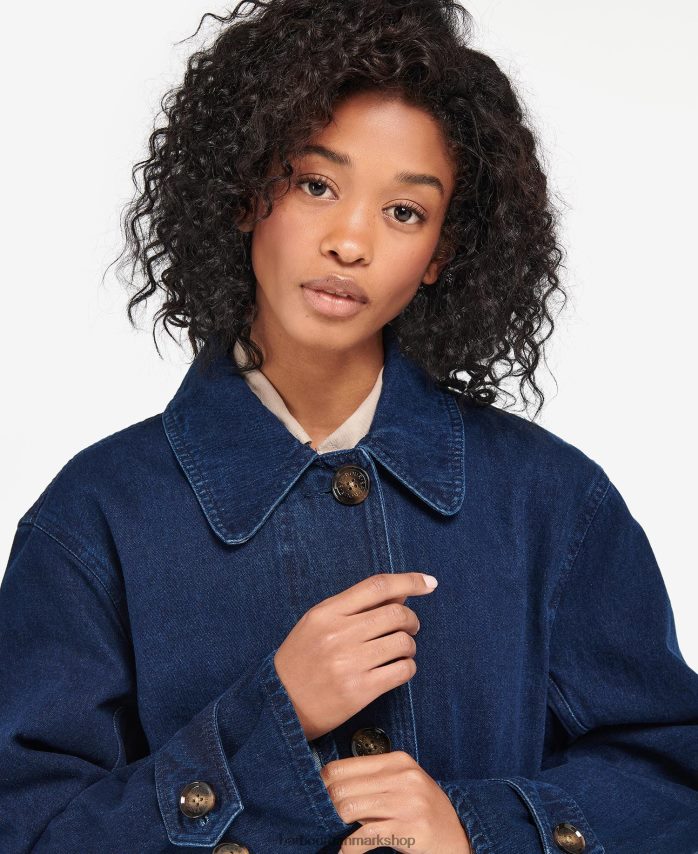 mørk vask denim somerland casual trenchcoat BR2BR21527 Kvinder Barbour tøj