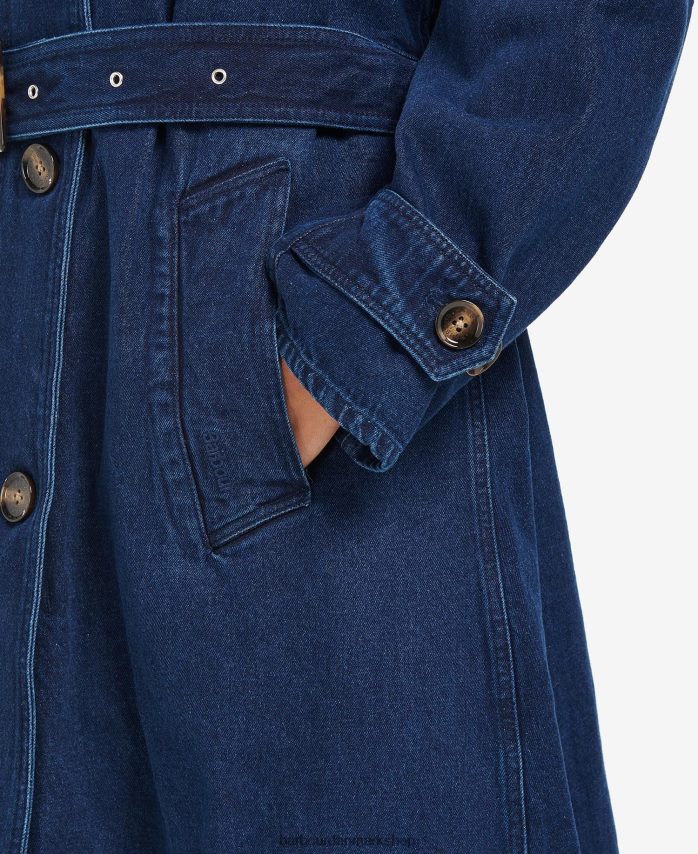 mørk vask denim somerland casual trenchcoat BR2BR21527 Kvinder Barbour tøj