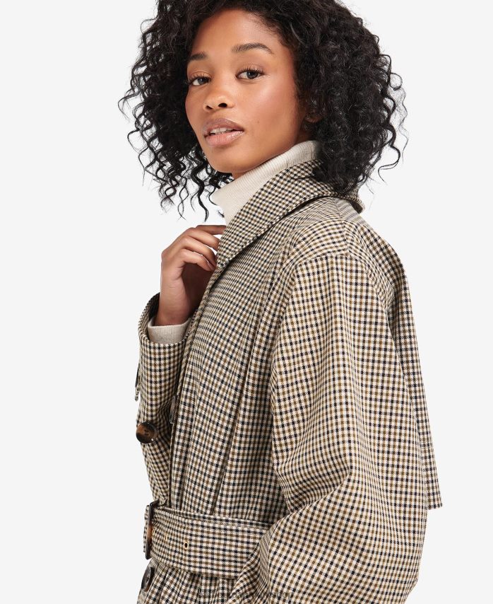 poppelgrøn mikrotjek somerland tern trenchcoat BR2BR21525 Kvinder Barbour tøj