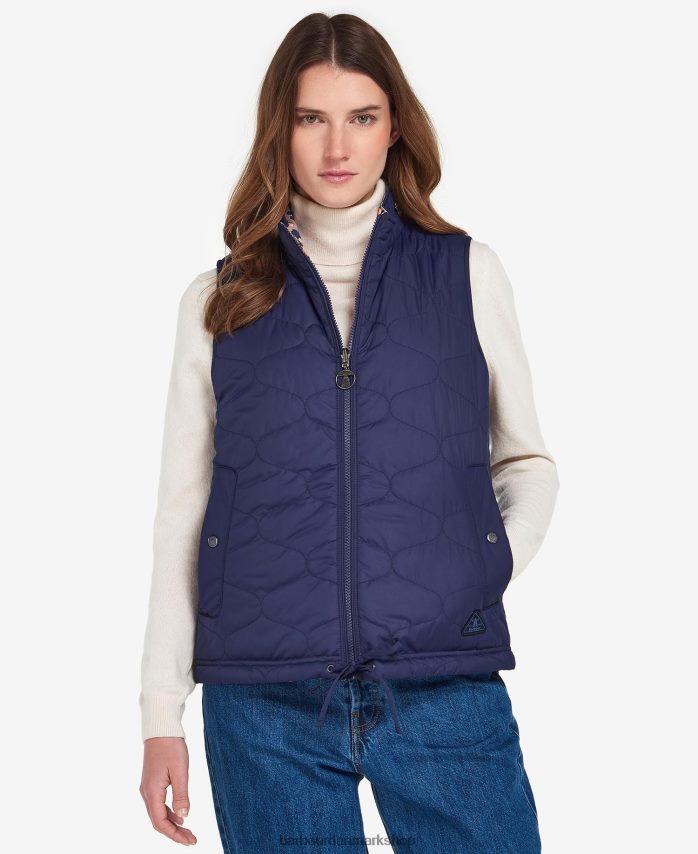 evigt blæk/light trench stære print trykt vendbar apia vest BR2BR21563 Kvinder Barbour tøj