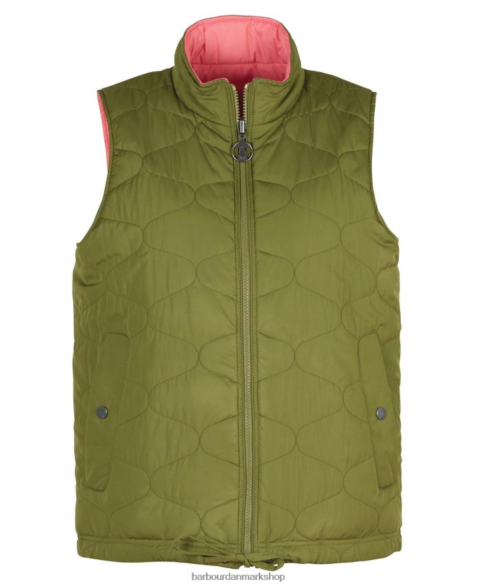 oliventræ/lyserød punch vendbar apia gilet BR2BR21566 Kvinder Barbour tøj