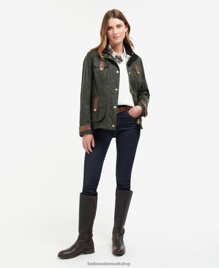 arkiv oliven/gammel premium forsvars-vokset jakke BR2BR21396 Kvinder Barbour tøj