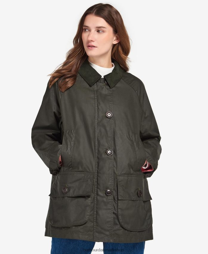 arkiv oliven/lyserød punch saltvokset jakke BR2BR21379 Kvinder Barbour tøj