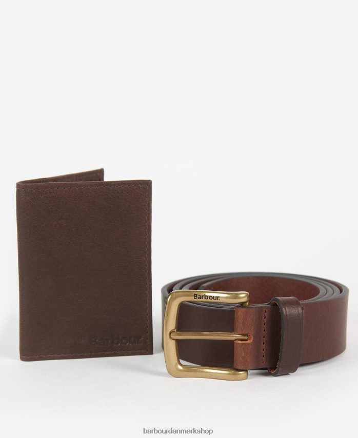 mørkebrun haydon pung & bælte gavesæt BR2BR22222 Mænd Barbour tilbehør