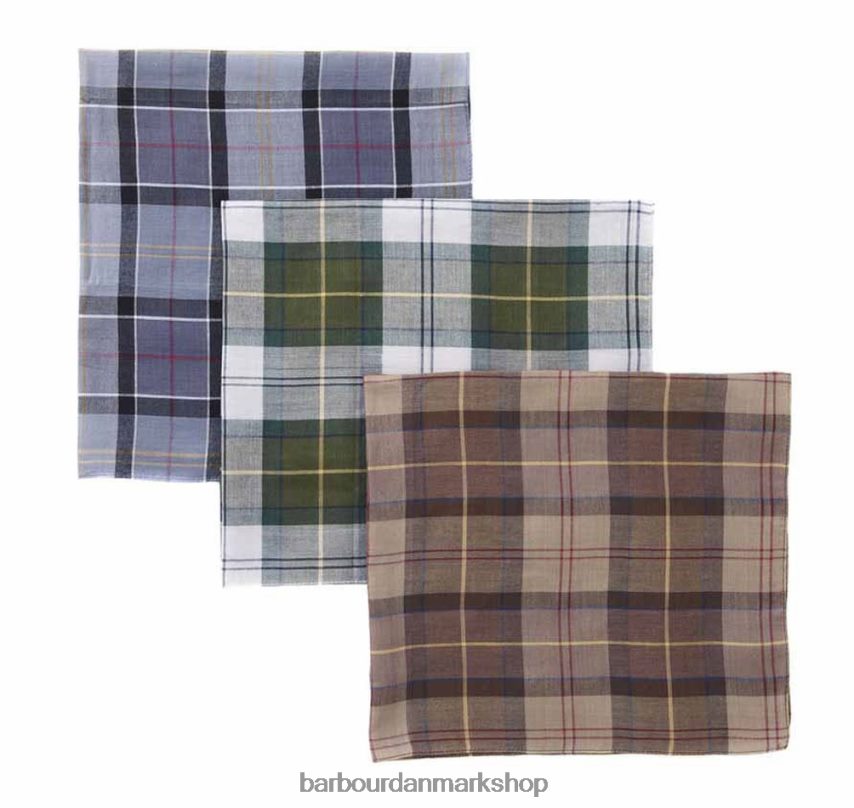 sort ur/monokrom lommetørklæde gaveæske sæt BR2BR22354 Mænd Barbour tilbehør