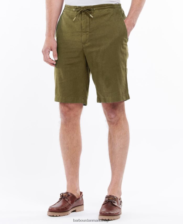 militærgrønt hør bomuld mix shorts BR2BR21165 Mænd Barbour tøj