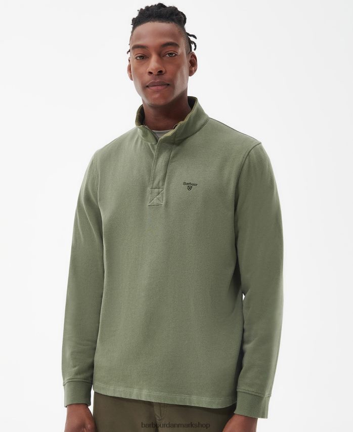 brændt oliven kiphill sweatshirt med halv lynlås BR2BR21026 Mænd Barbour tøj