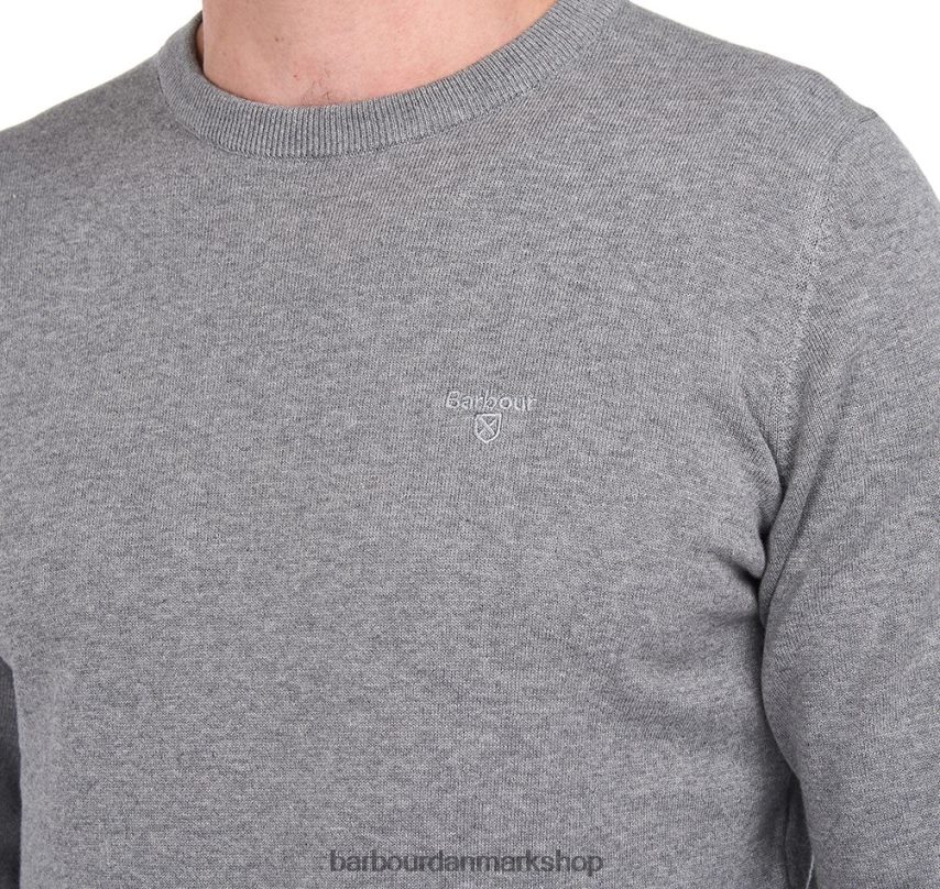 antik hvid pima bomuldstrøje med rund hals BR2BR21083 Mænd Barbour tøj