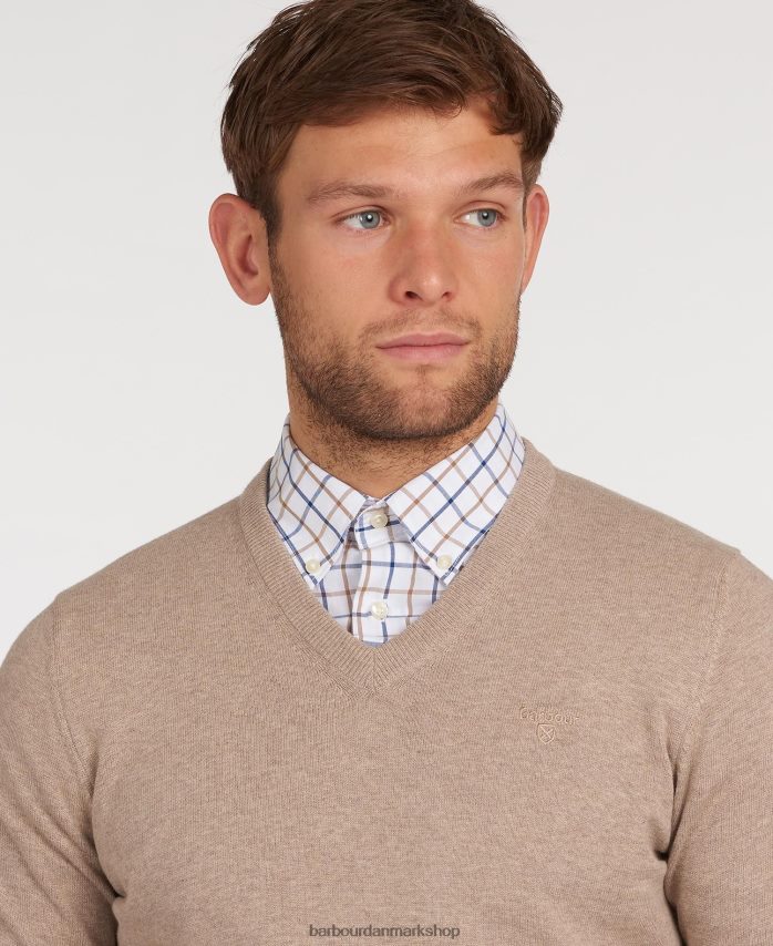 cobalight mergel pima bomuldstrøje med v-hals BR2BR21091 Mænd Barbour tøj