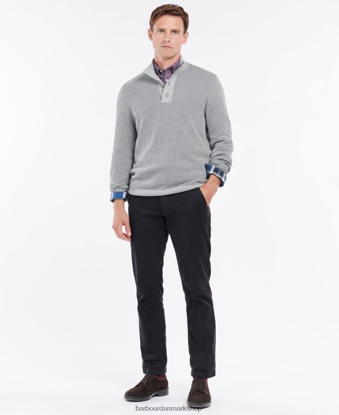grå mergel malcolm trøje med halv knap BR2BR21108 Mænd Barbour tøj