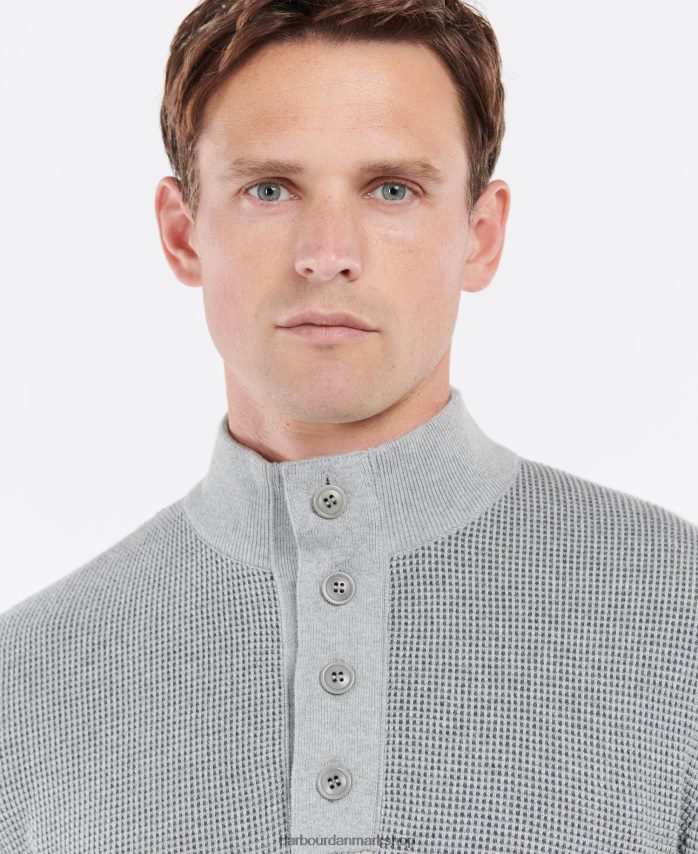 grå mergel malcolm trøje med halv knap BR2BR21108 Mænd Barbour tøj