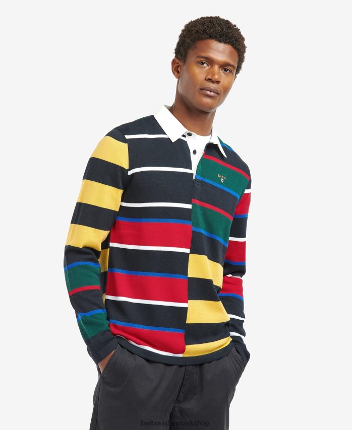 klassisk flåde radcliffe strikket rugby skjorte BR2BR21116 Mænd Barbour tøj