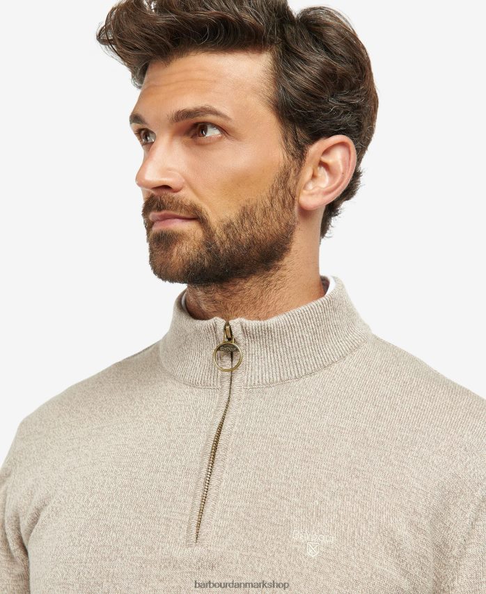 oliven mergel Firle strikket trøje med halv lynlås BR2BR21077 Mænd Barbour tøj