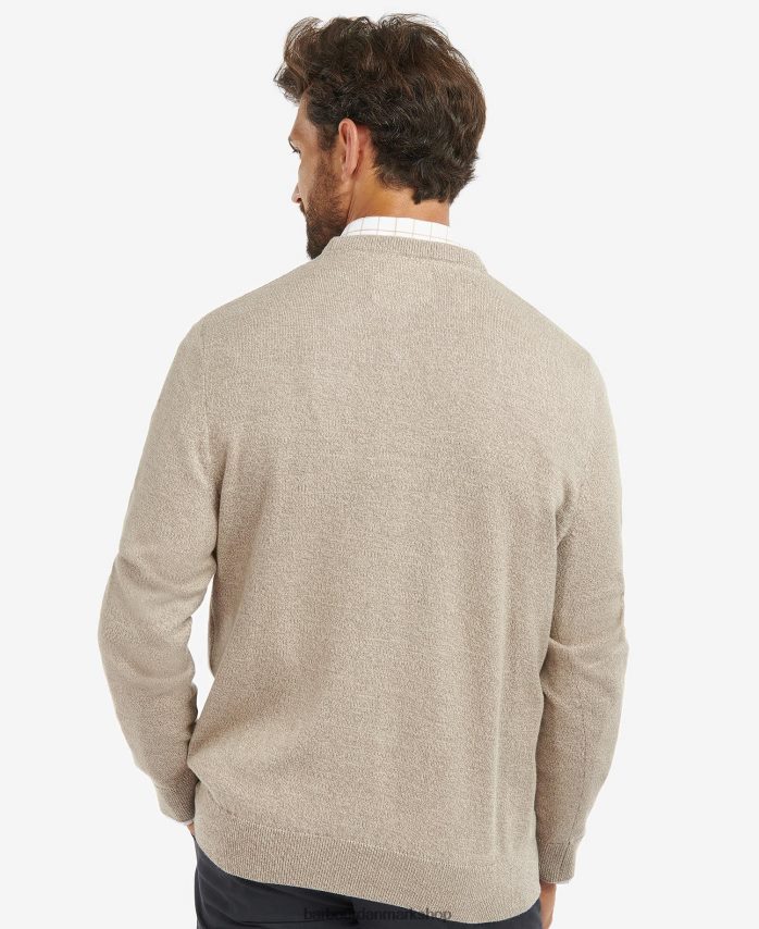 oliven mergel Firle strikket trøje med rund hals BR2BR21110 Mænd Barbour tøj